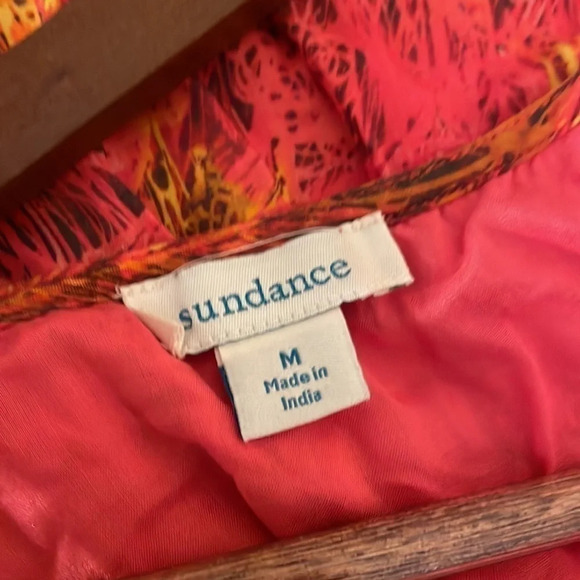 Sundance womens dress Medium 8 10 midi vneck drop waist ruffle asymmetrical pink - Picture 5 of 8